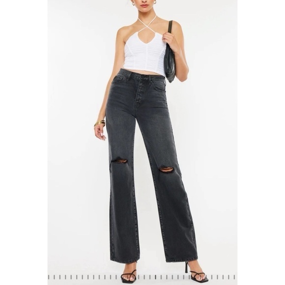 KanCan NWT The Garrison 90s Flare Distressed Dark Gray Jeans KC7373D - Picture 1 of 9
